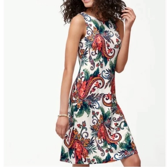 Tommy Bahama Prince Of Paisley Dress French Creme Floral Sleeveless Shift Sz XS - Picture 3 of 7